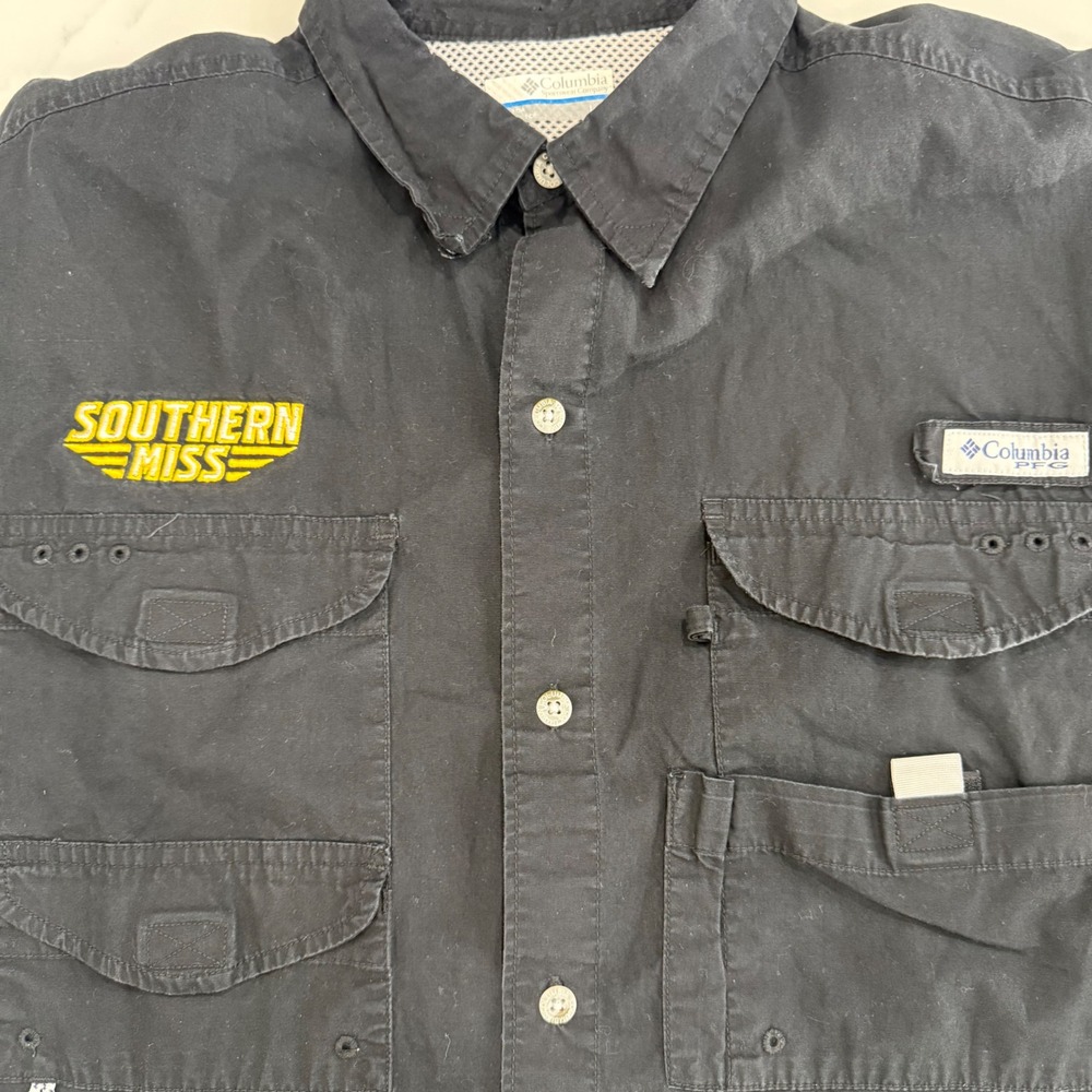 Columbia PFG Fishing Shirt Men L Southern Miss USM Vented Button Up SMTTT Eagles